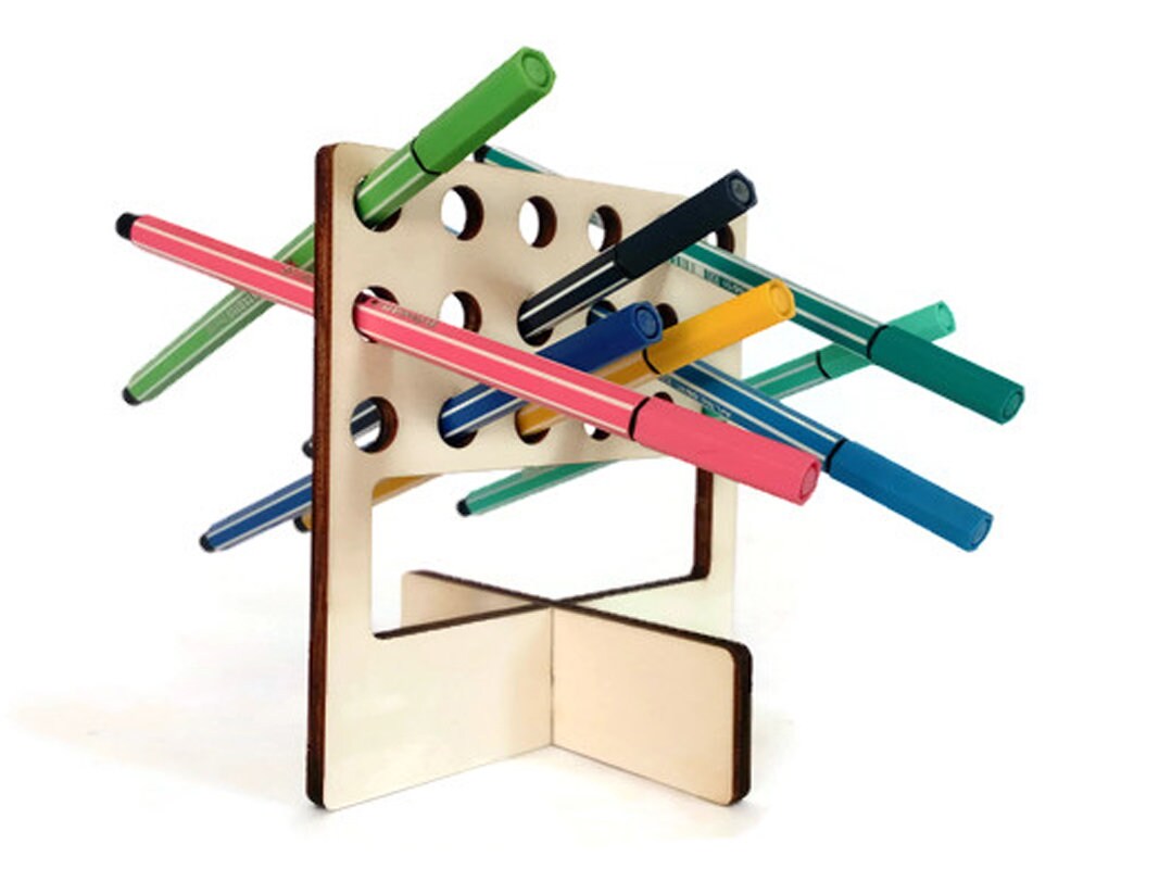 Handmade Wooden Desktop Marker Storage Unique Design Pen Etsy