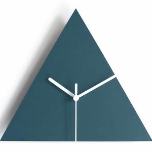 12 Inch Dark Walnut Geometric Wood Triangle Clock: Modern Minimalist Wall Decor