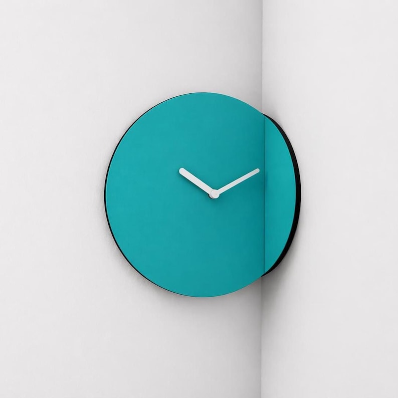 Wooden Corner Clock: Modern Angled Design, Silent Timepiece, Made in ...
