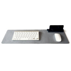 Felt Desk Mat: XL Keyboard Pad with Phone Stand