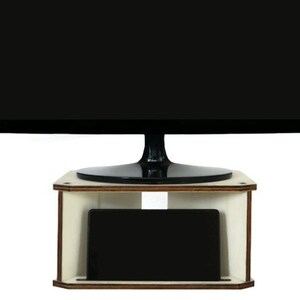 Laser Cut Wood Monitor Stand Riser: Multimedia Desktop Organizer