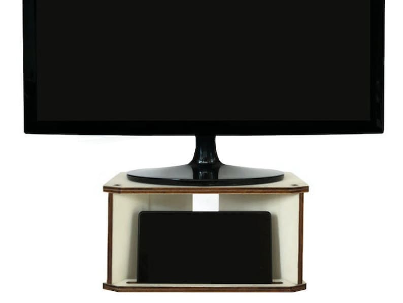 Laser Cut Wood Monitor Stand Riser: Multimedia Desktop Organizer