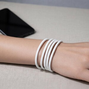 Wooden USB Bracelet Wearable Charging Cable Minimal Hand Painted Accessory