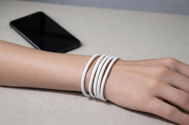 Wooden USB Bracelet Wearable Charging Cable Minimal Hand Painted Accessory