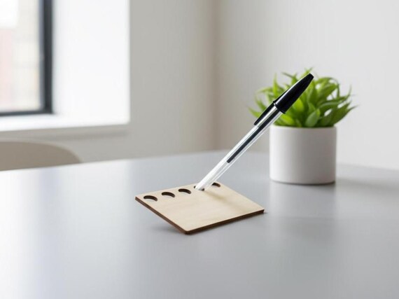 EDC Laser Cut Wooden Pen Stand: Credit Card Wallet Accessory