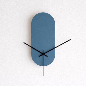 Teal Oblong Wooden Sleek Wall Clock: Minimalist Silent Modern Timekeeper