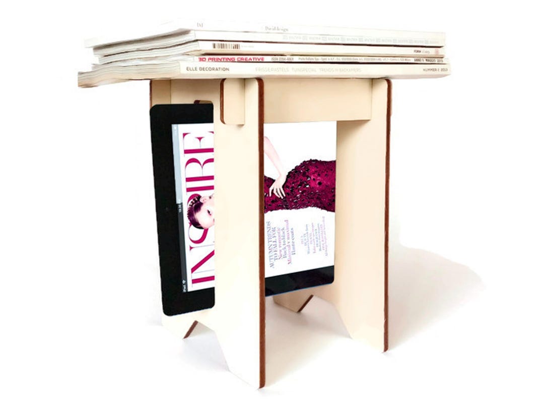 Laser-cut Wooden Magazine Rack: Modern Tablet & Ebook Holder - Etsy