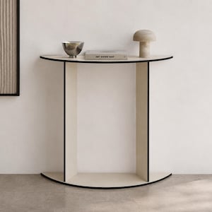 28 x 7 inch Half Moon Narrow Demi Lune Console Table: Wooden Furniture for Hallway