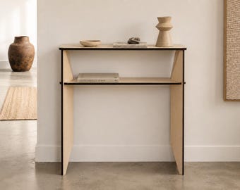 Wooden Narrow Console Table with 4 Legs, Italian Modern Laser Cut Furniture