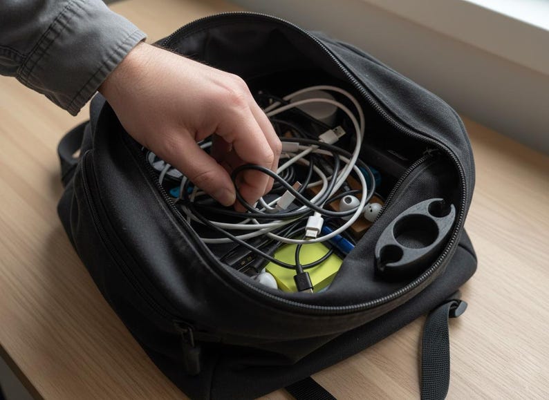 Wooden USB Bracelet Wearable Charging Cable Minimal Hand Painted Accessory