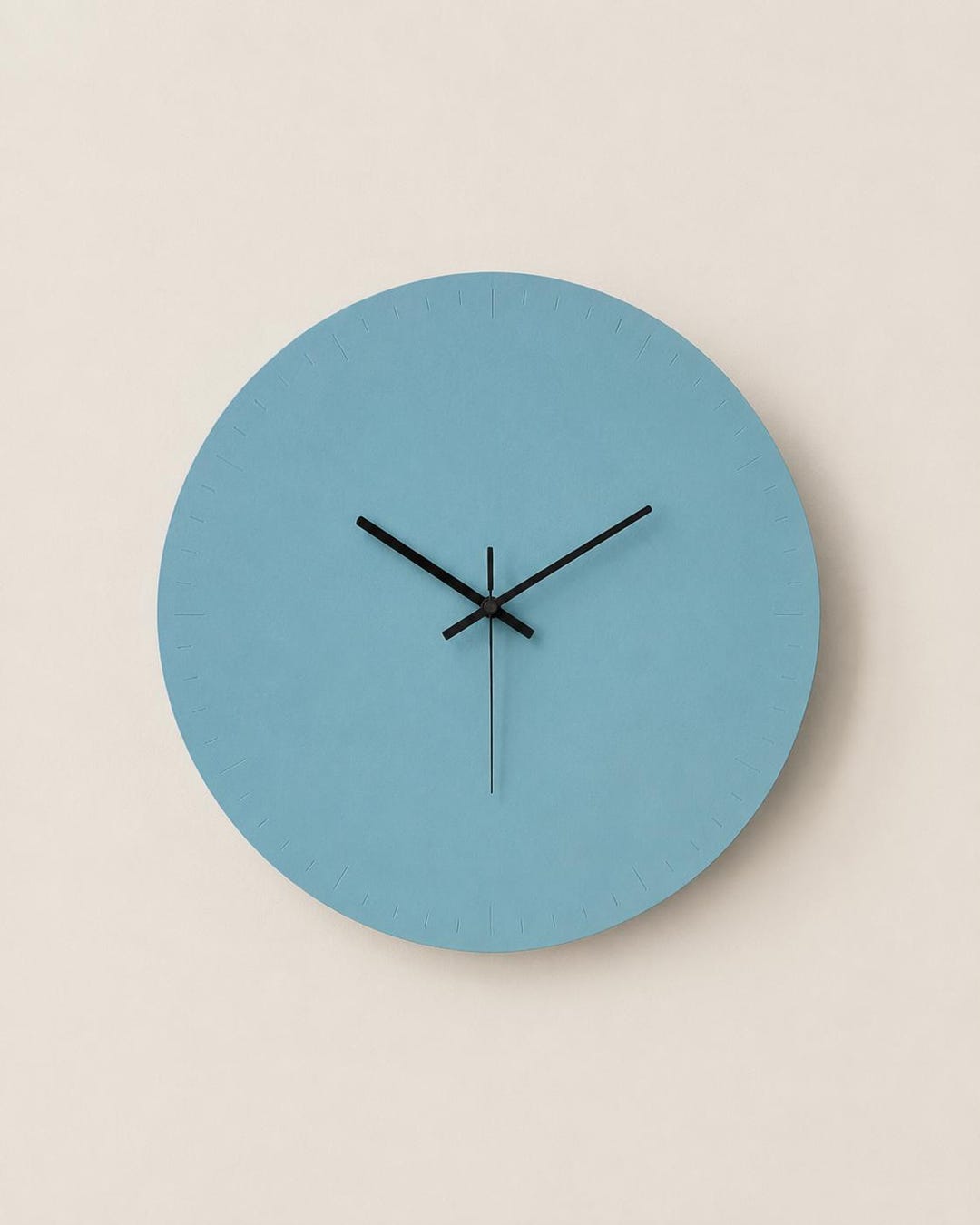 Turquoise Big Wood Wall Clock, Minimalist Silent Timepiece, 20