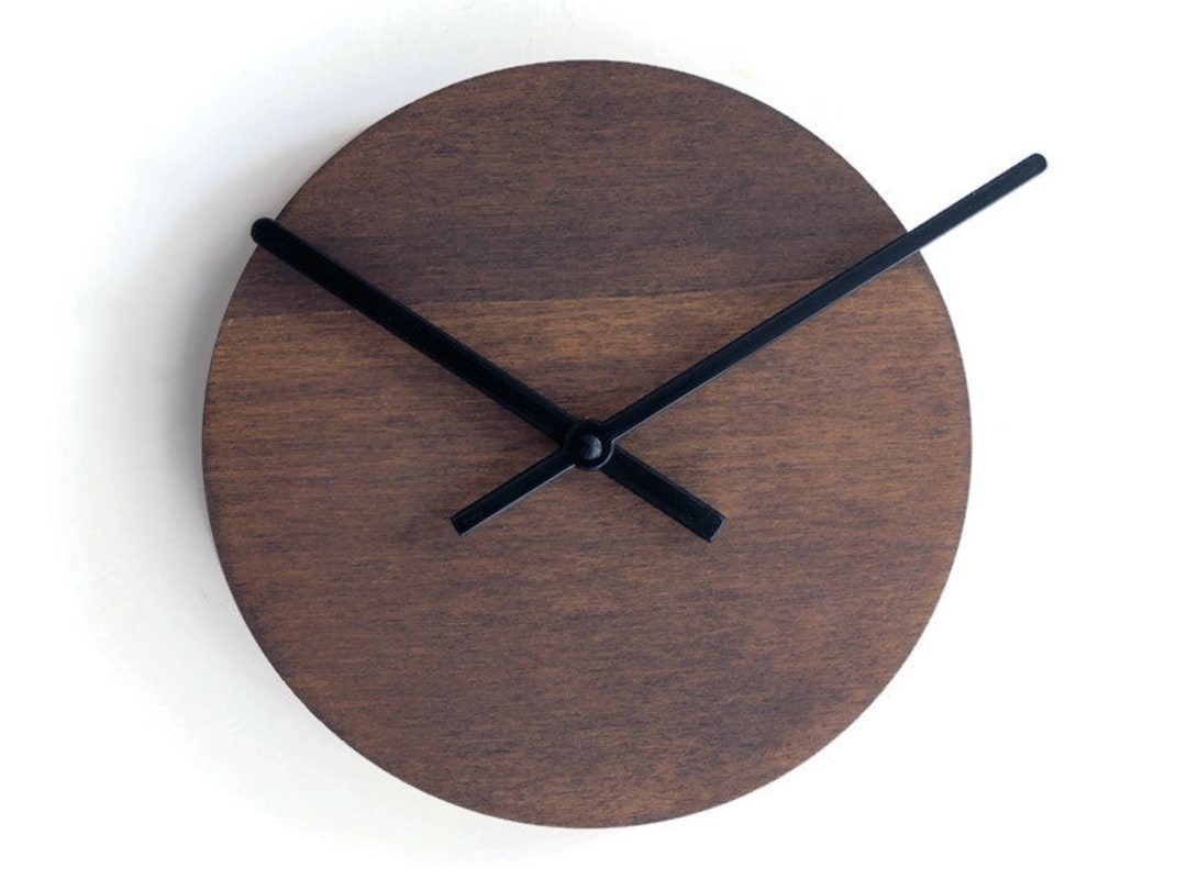 7-inch Rosewood Minimalist Wooden Wall Clock Very Small, Quiet, and ...