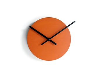 7 Inch Orange Wooden Compact Wall Clock: Silent Minimalist Scandinavian Design for Clients