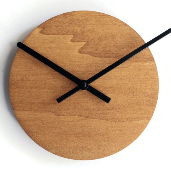 17 cm Piccolo orologio da muro rovere silenzioso per entrata, Particolari orologi a parete in legno senza ticchettio, Design italiano basic