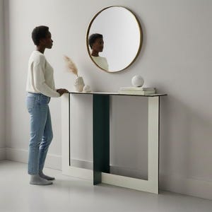 32 x 8 inch Narrow Console Table: Golden Ratio Inspired Wooden Furniture for Sofa Placement