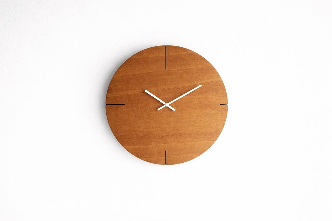 Extra Large Oak Wood XL Wall Clock, Bold Silent Modern Timepiece, 20 ...