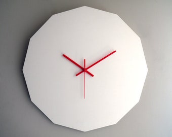 16,5" Modern Large Geometric Dodecagonal Wall Clock for Living Room and Bedroom - Quiet Contemporary Design with Wide Frame, No Ticking