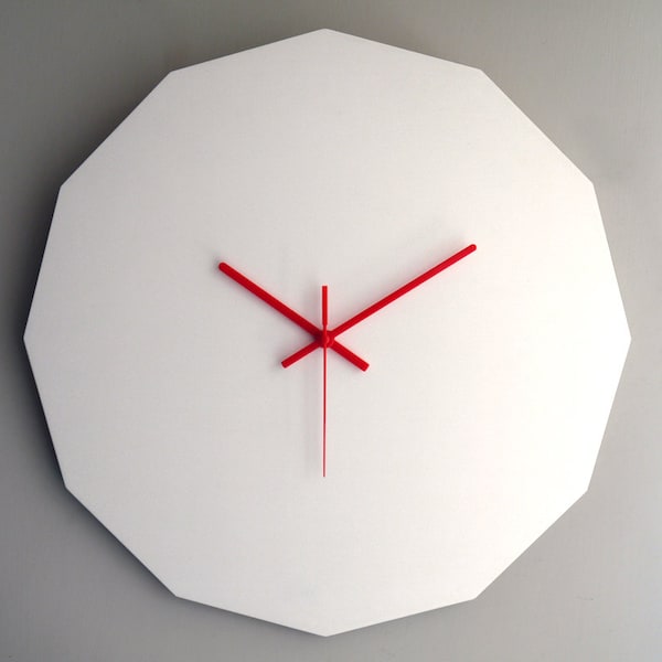 16,5" Modern Large Geometric Dodecagonal Wall Clock for Living Room and Bedroom - Quiet Contemporary Design with Wide Frame, No Ticking