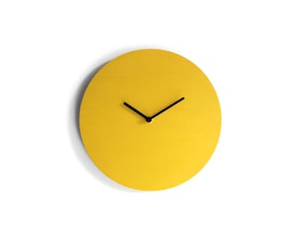 10 Inch Yellow Pure Round Wood Clock for Wall: Minimalist Silent Decor