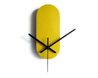 Yellow Wooden Tiny Wall Clock: Mini Silent Timepiece for Bedroom, Corporate Gifts for Clients