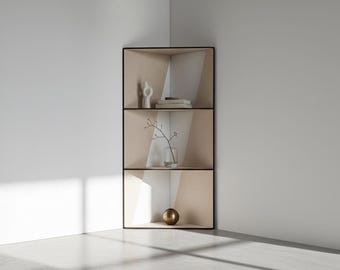 Triangle Minimal Corner Unit Shelf: 4-Tier Poplar Plywood Freestanding Shelving