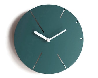 11" Minimalist Teal Prime Numbers Sequence Inspired Wooden Wall Clock without Sound - Unique and Quite Small Clocks with Italian Design