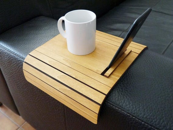 Flexible Wood Sofa Armrest Tray: Modern Couch Organizer Side Tables for Living Rooms