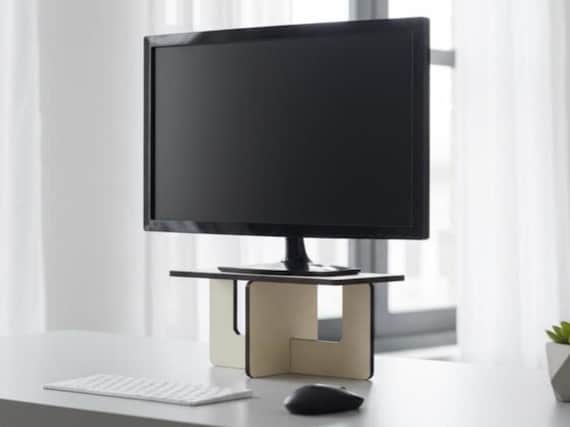 Laser Cut Wooden Monitor Riser: Modern Desk Organizer