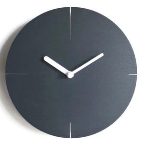 Anthracite Wooden Wall Clock: 10&quot; Minimalist Silent Timepiece