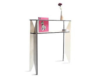 Sleek Laser-Cut Wooden Console Table with Storage Shelf - Ideal for Small Spaces, Hallways, and Placed Behind Sofas for Chic Decor