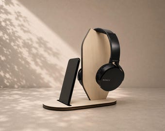 Modern Headset Stand & Phone Holder: Modern Desk Organizer