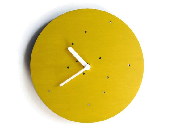 Reloj de pared de cocina amarillo silencioso pequeño de 28 cm, relojes de  pared de madera únicos que no hacen tictac, diseño italiano único -   México