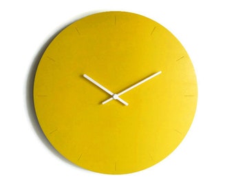 16,5" Large Silent Wooden Wall Clock with Markings for Kitchen, Simple, Wide and Stylish Design with No Ticking, Open Face Classic Timepiece