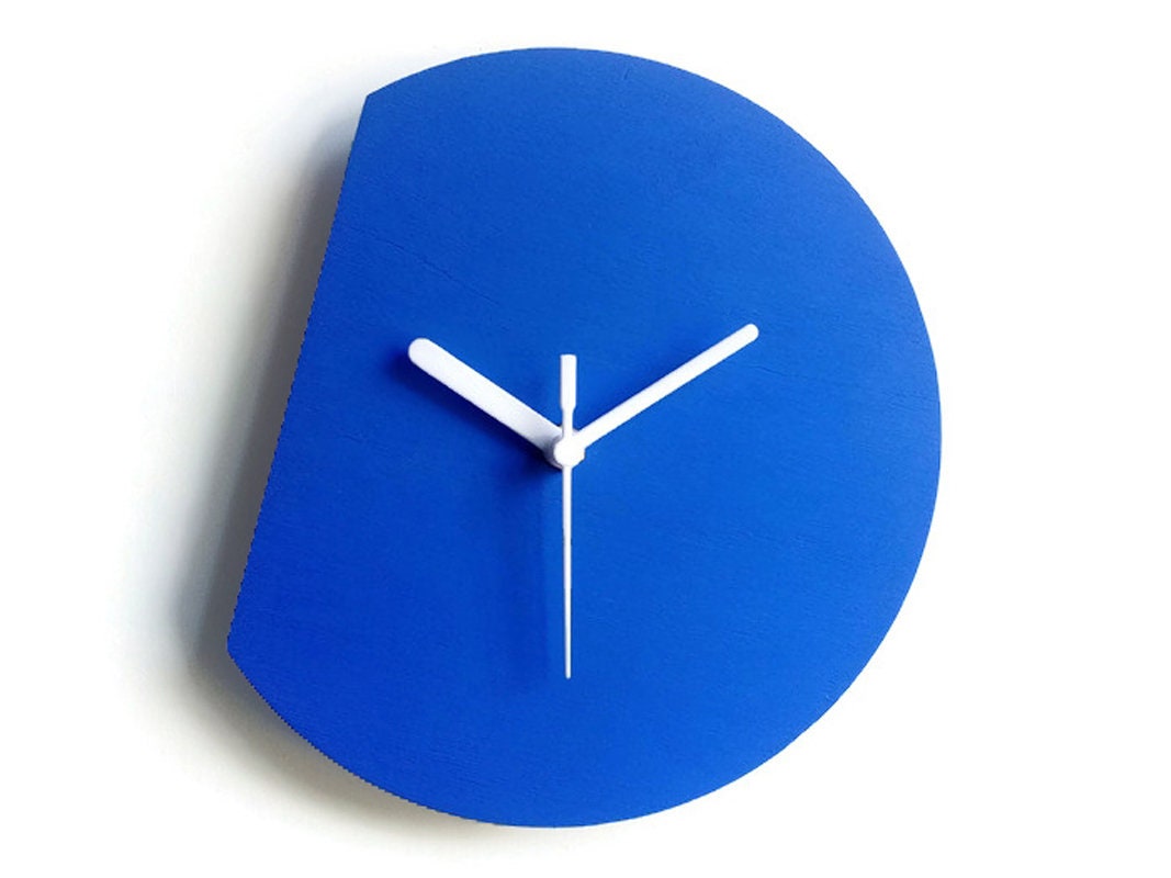 11/28cm Minimalist Small Wooden Quiet Wall Clock in Teal Etsy