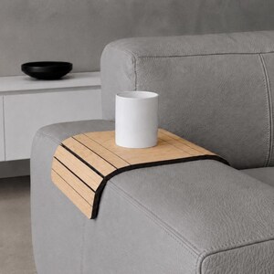Flexible Pine Sofa Arm Tray, Italian Crafted Couch Tray, Living Room Side Shelf