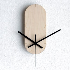 Minimalist Very Small Wooden Quiet Birch Wall Clock with Second Hand No Ticking Wood Modern Cool Tiny Silent Clocks with Marks for Bedroom