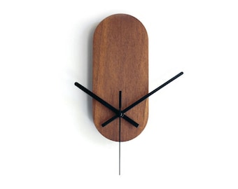 Dark Walnut Wooden Wall Clock: Minimalist Silent Cool Tiny Timepiece
