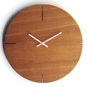 16,5"  Big Minimalist Oak Wood Hanging Clock for Hallway - No Ticking, Silent, Elegant Design, Stylish Large Wall Timekeeper for Living Room