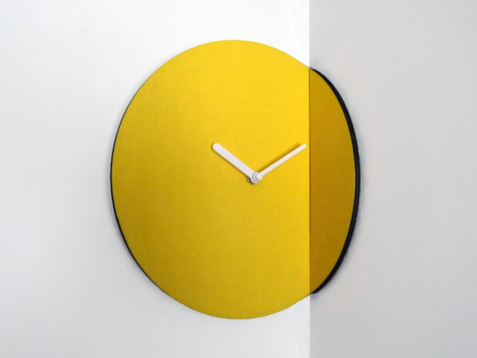 13/33cm Corner Small Wooden Quiet Wall Clock Yellow for Etsy