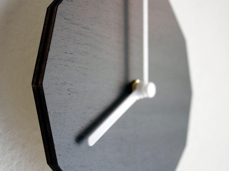 Black Geometric Wooden Dodecagon Clock: Minimalist Wall Timepiece - Etsy