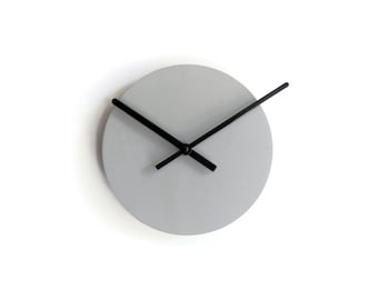 7 Inch Gray Minimal Wood Clock: Silent Modern Tiny Timepiece Scandinavian for Design Lovers