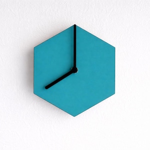 Turquoise Geometric Hexagon Wood Clock: Modern Wall Decor 6 Inch