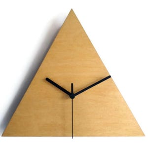 12 Inch Dark Walnut Geometric Wood Triangle Clock: Modern Minimalist Wall Decor