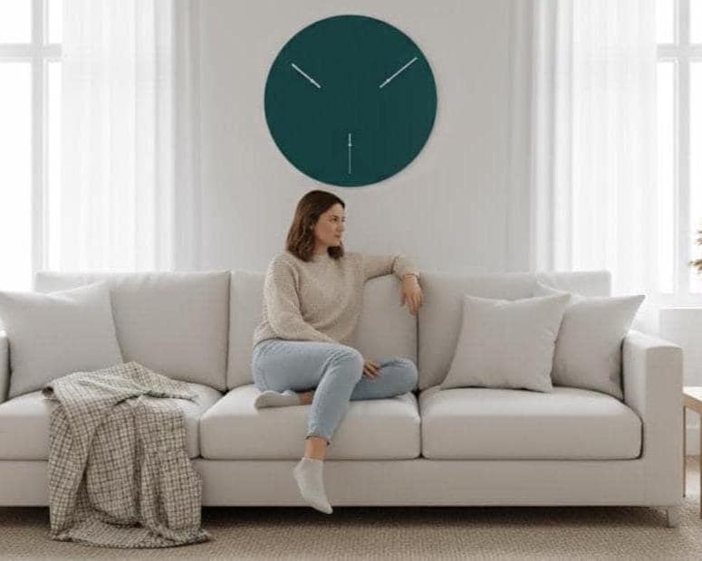 Huge Teal Timepiece, Modern Silent Statement Wooden Wall Clock, 22 Inch ...