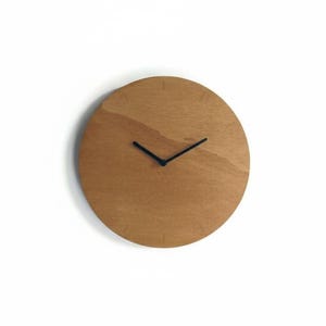 Light Walnut Wall Clock with Marks, Silent Minimalist Wood Decor, 10 Inch