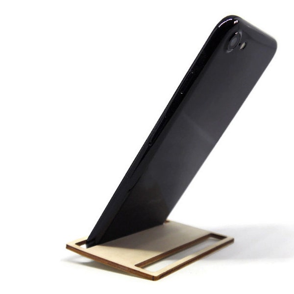 Stand per smartphone in legno tagliato a laser a forma di carta di credito, Accessori unici per portafoglio da viaggio, Gadget geek per uomo