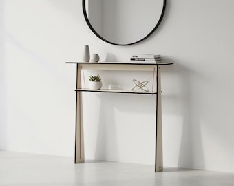 32 x 8 inch Minimalist Plywood Over Radiator Cover Table: Modern Entryway Furniture, Italian Made