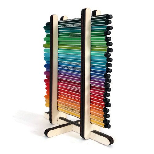 Wooden Unique Desktop Marker Storage Laser Cut Cool Design Etsy