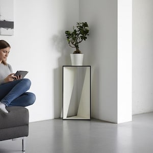 Triangular Corner Plant Table: Modern Wooden Plant Riser, Italian Design