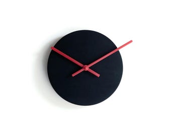 7 Inch Black Minimal Wood Clock: Silent Wall Timepiece, Scandinavian Design for Clients
